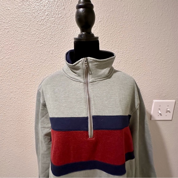 Grey & Red Half Zipped Oversized Shweatshirt in EUC - Picture 2 of 4